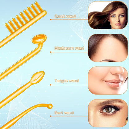 YourMate Handheld Phototherapy Device High Frequency Wand/Machine with Neon Tubes for Face Chin Neck Hair, Facial Skin Wand Machine with 4 Different Tube