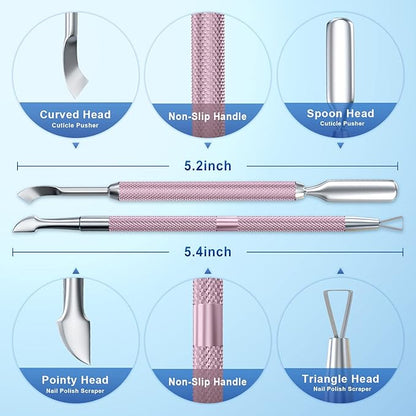 2PCS Metal Lilac Cuticle Pusher