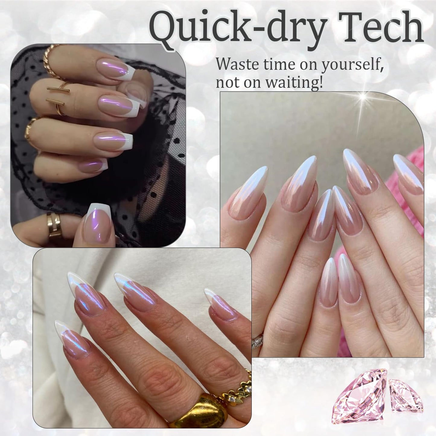 AZUREBEAUTY Chrome Quick Dry Nail Polish | Shine Pearl, Natural Lustrous Enamel | DIY Manicure & Pedicure with Chrome Finish