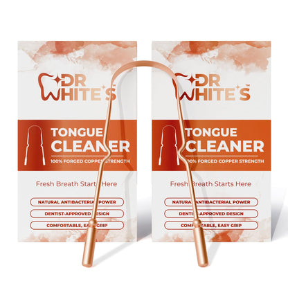 Dr. White’s Copper Tongue Scraper – Dentist-Designed Tongue Cleaner Tool for Fresh Breath, Dual-Grip, Rust-Resistant, Built to Last – 100% Forged Copper, For Adults & Kids (2-Pack)