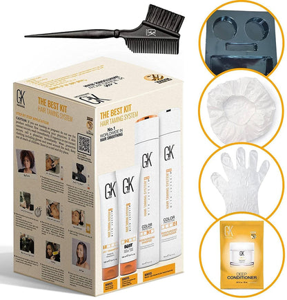 GK HAIR Global Keratin The Best Consumer Box Kit (10.1 Fl Oz/300ml) Smoothing Keratin Treatment Professional Brazilian Complex Blowout Straightening For Silky Smooth & Frizzy Hair