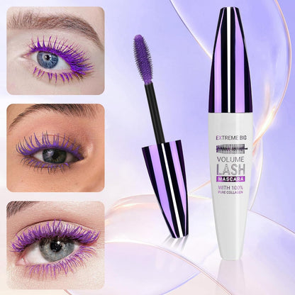 2PCS Purple Mascara for Eyelashes, 5D Colored Mascara 【Waterproof】【Natural Curling】【Lengthening Curling rimel de pestañas Volume】for Women Eye Makeup Cosplay & Parties