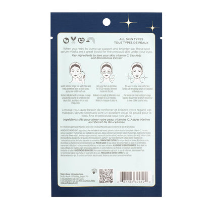 Pacifica Beauty, Eye Bright Vitamin C Spot Serum Mask, Under Eye Patches, Brightening, Moisturizing, Plumping for all Skin Types, Plant-Based, Vegan + Cruelty Free, Blue, 1 Count (Pack of 2)