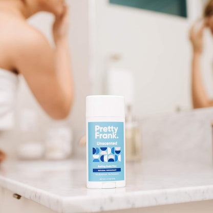 Pretty Frank Natural Aluminum-Free Deodorant Stick, Baking Soda-Free, Unscented (1-Pack) | Sensitive Skin Friendly, Effective Odor Control for Women & Men, Organic Ingredients, No Added Fragrance