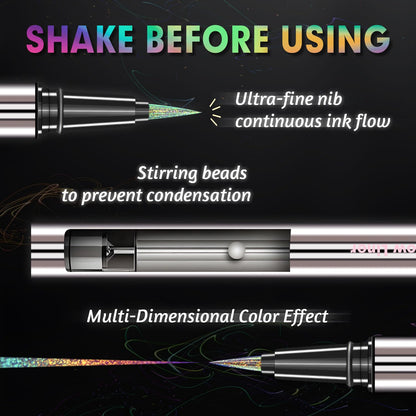 CHARMACY New Chameleon Liquid Eyeliner, Liquid Glitter Eyeliner, Highly Pigmented, Metallic MultiColor Shifting waterproof Eyeliner, Ultra-Fine Tip, Longwearing, Smudge-proof (A02 Mystic Mirage)