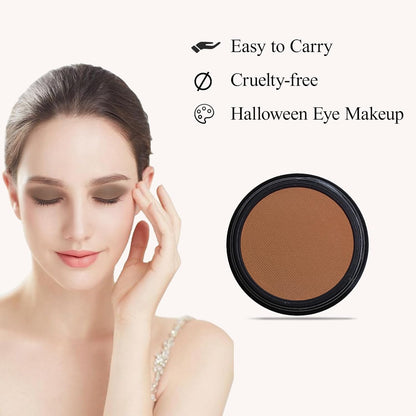 Single Light Brown Eyeshadow, Pressed Powder Matte Eye-Shadow Palette Make-up, Blendable Long Lasting High Pigment Brown Eye Makeup Halloween Eye Paint & Face Body Paint