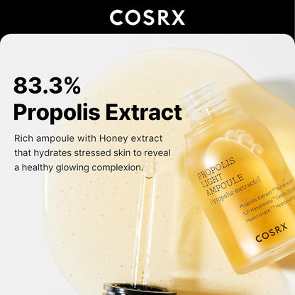 COSRX Propolis Ampoule, Glow Boosting Serum for Face with 73.5% Propolis Extract, 1.01fl.oz/30ml, Hydrating Essence for Sensitive Skin, Fine Lines, Uneven Skintone, Korean Skincare