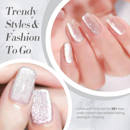 Born Pretty Cat Magnetic Eye Gel Nail Polish, Holographic Glitter Super Shine Gel Nail Polish Soak Off Led Nail Polish Nail Art Gel Manicure Salon DIY Gifts 15ML