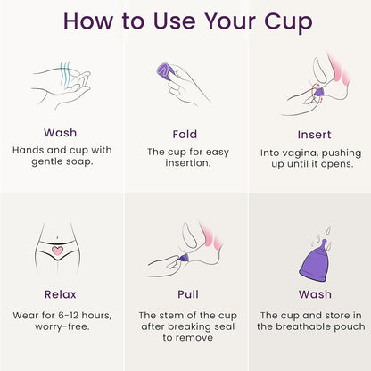 EcoBlossom Reusable Menstrual Cup Set - The Most Reliable Medical Grade Silicone Period Cups - Comfortably use for 12 Hours (2 Small Cups)