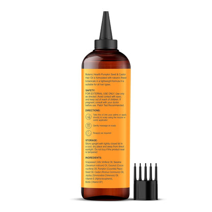 Botanic Hearth 100% Pure Pumpkin Seed Castor Oil For Hair Growth (6.7 fl oz)| Infused with Pumpkin, Castor, Biotin | Hair Oil Repairs Dry Damaged Hair, Strengthening, Healthier Hair- Hair Tonic