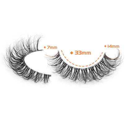JIMIRE Demi-wispies Faux Mink Eyelashes with Clear Band Russian Strip Lashes Fluffy Natural Look Wispy Light 13MM Short False Eyelashes Invisible Small 3D Fake Lashs Pack 7 Pairs
