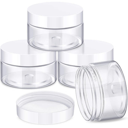Patelai 4 Pieces Round Wide-mouth Leak Proof Plastic Container Jars with Lids for Travel Storage Makeup Beauty Products Face Creams Oils Salves Ointments DIY Making(1 Ounce,White)