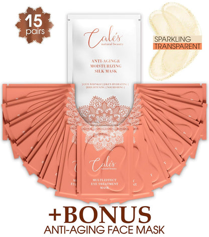 Under Eye Patches for Puffy Eyes Collagen Eye Mask for Dark Circles Gel Under Eye Pads for Wrinkles with Hyaluronic Acid Clear Eye Masks Under Eye Bags Treatment Men and Woman (15 pairs)