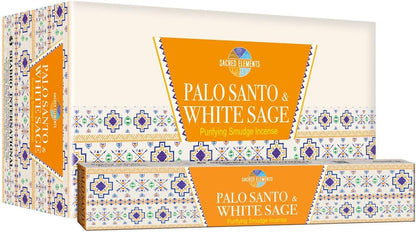 Sacred Elements Palo Santo Incense Sticks – 12 Boxes (100+ Hand-Rolled Sticks) – Indian Masala Incense with Authentic Peruvian Wood – for Meditation, Cleansing & Energy Protection.