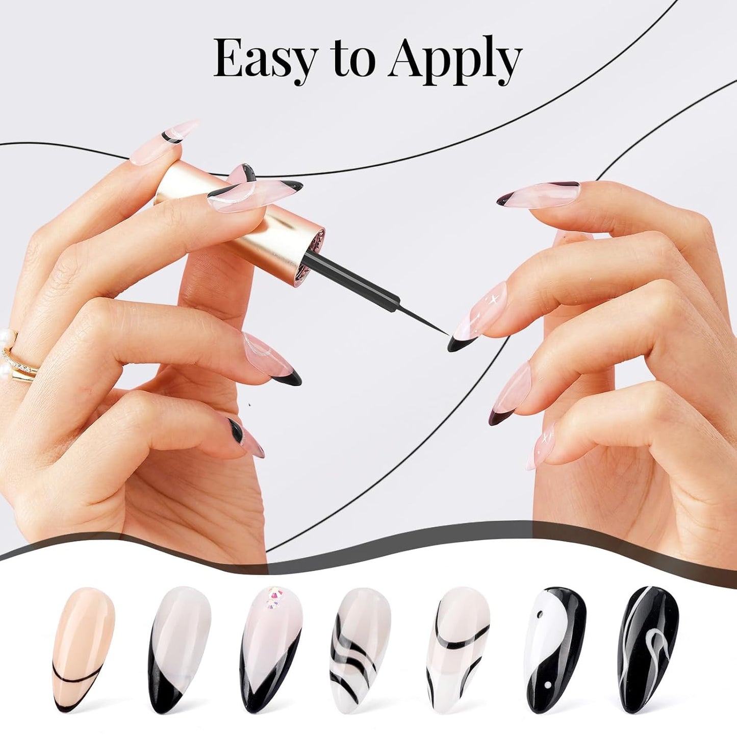 beetles Gel Polish Liner Gel Nail 7ml Classic Black Gel Polish Art Paint for Nails Built,Thin Line Nails Art Brush in Gel Pens UV LED Soak off Comic Nails Manicure DIY Gift for Women