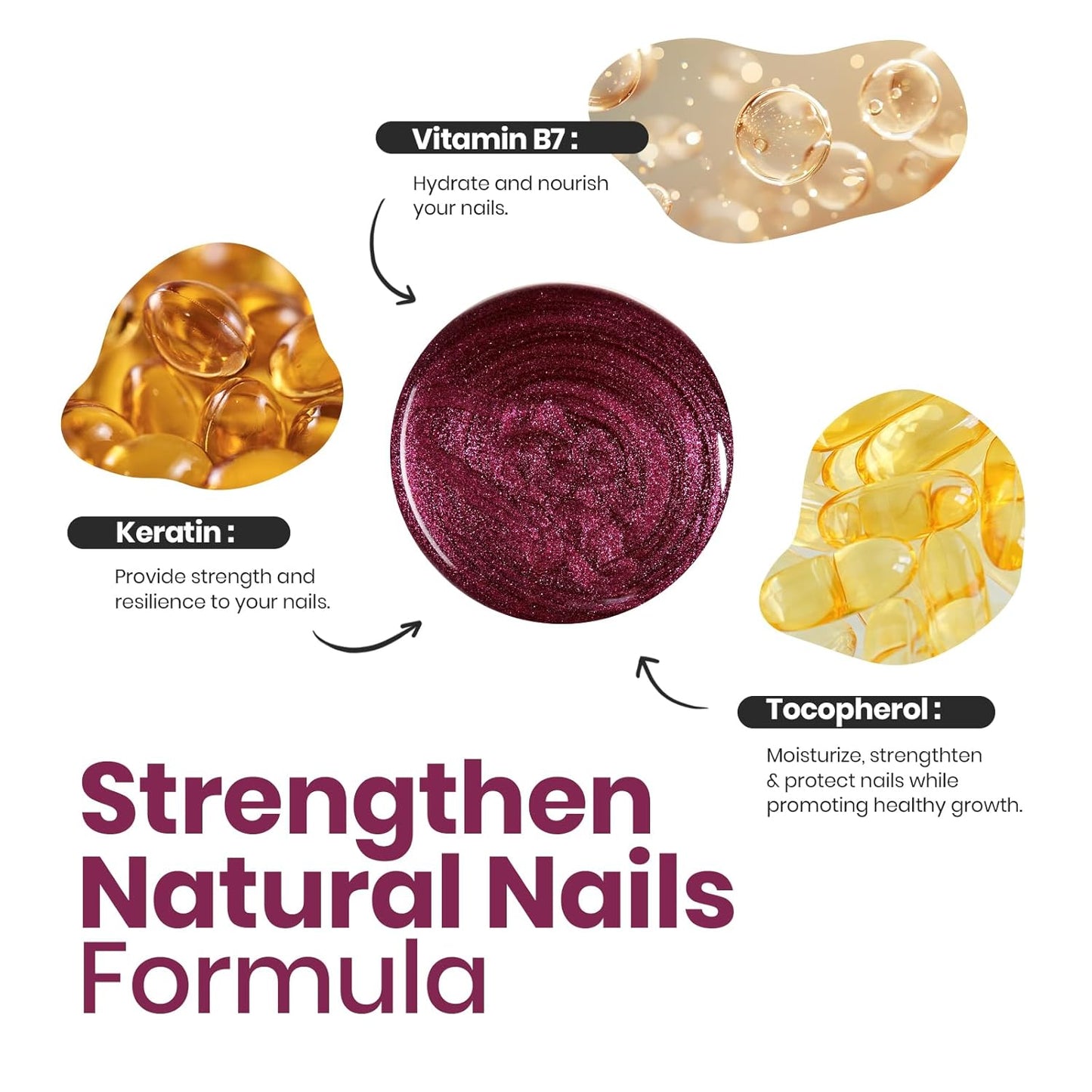 Beetles 1Pcs 15ml Red Nail Polish,Nail Polish Fast Drying & Long Lasting Nail Lacquer Red Cheerful Crimson Glitter Art Effect for Nail DIY Salon at Home Gifts for Women