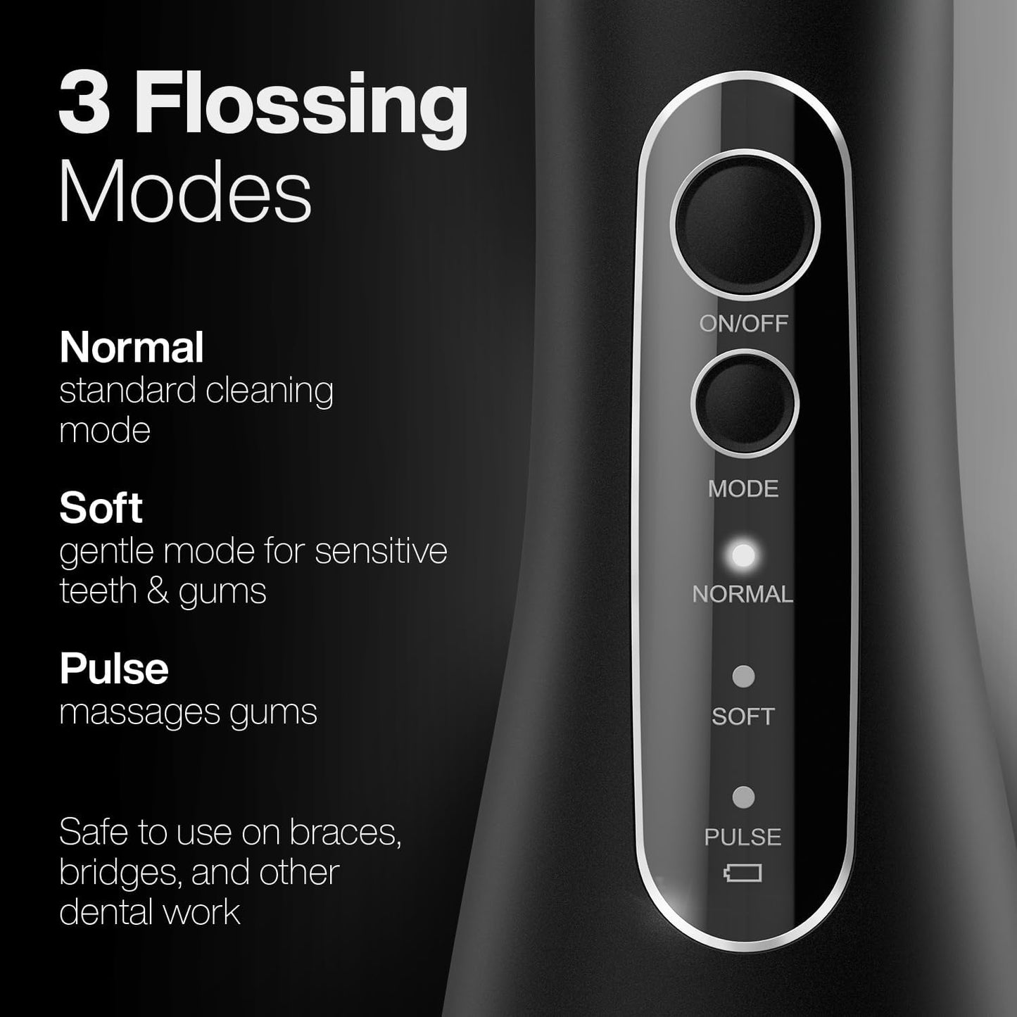 AquaSonic Aqua Flosser PRO - Rechargeable Cordless Water Flosser for Teeth, Gums & Tongue - Modern Design, 300ml Large Tank, 6 Jet Tips with Deluxe Tongue Nozzle, 3 Modes, Waterproof Black