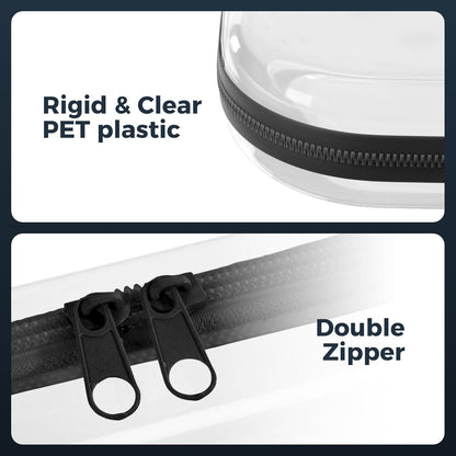 Extra Large 13.7" Durable Clear Travel Organizer Bags 6 Pack, 2x Large, 2x Medium, 2x Small, Clear Hard Shell Zipper Case, Hard Plastic Travel Toiletry Bag for Women, Toy & Make Up Organizer Pouch