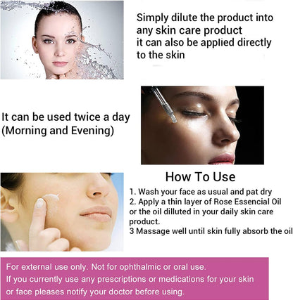 Rose Essential Oil, Face Moisturizer Oil, Face Essential Oils for Women, Rose Oil for Face, Skin Care, 1 FL.OZ (30ml)