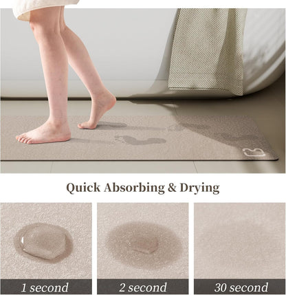 Taupe Diatomaceous Earth Bath Mat 15.7"x47.2" Extra Long Bathtub Mat Super Absorbent Non-Slip Shower Mat Bath Stone Fast Dry Large Mat Bathroom Rugs Mats for Bathroom Floor,Tub,Shower,Sink