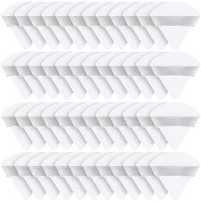 Suclain 48 Pcs Velour Triangle Powder Puff Soft Velour Makeup Puff for Face Powder Makeup Triangle Sponges for Wet and Dry Cosmetic Foundation Loose Mineral Body Makeup Tool(White)