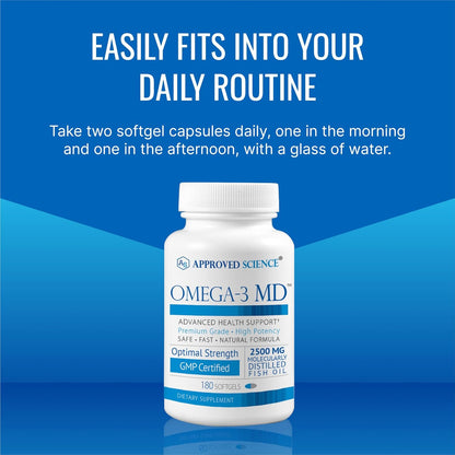 Omega-3MD - Fish Oil EPA & DHA - Improve Cognitive Health - 1 Bottle - 3 Month Supply