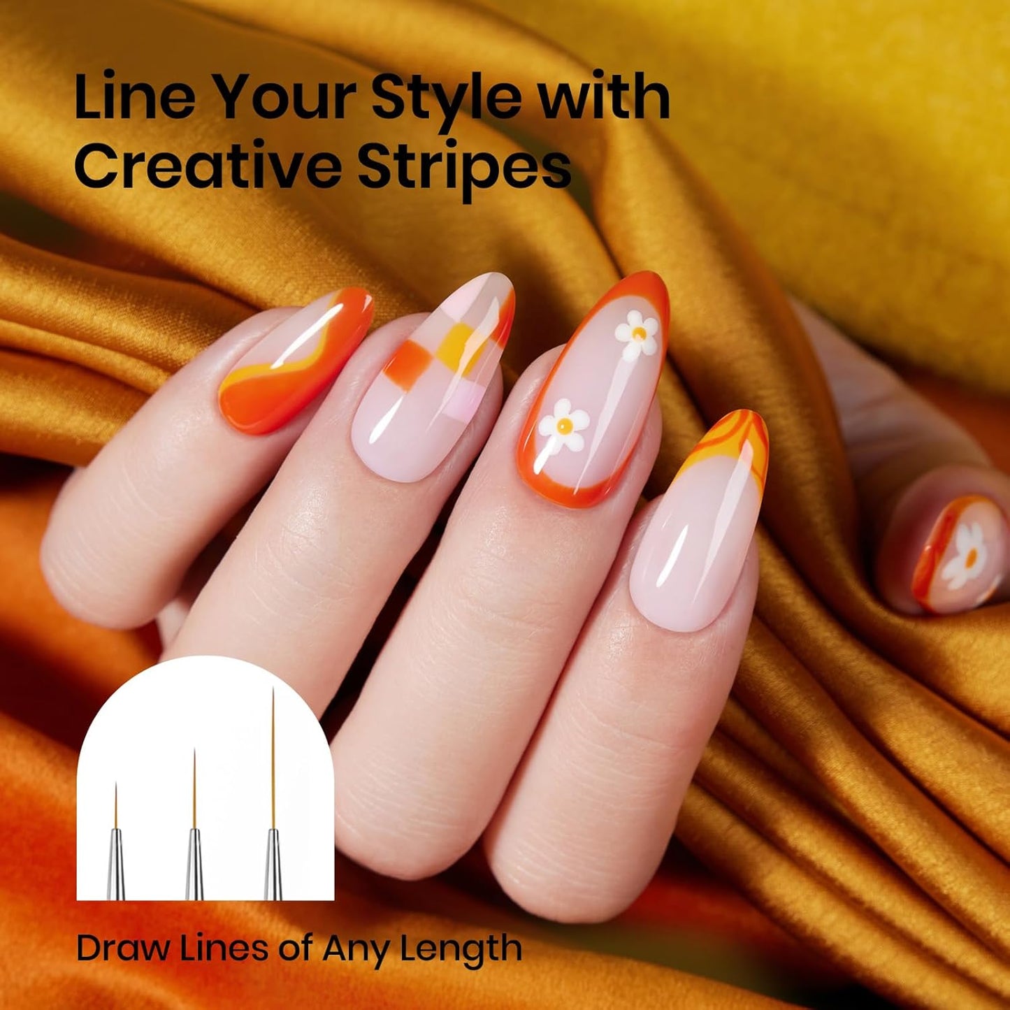 Beetles Nail Art Brushes, 8pcs Double-headed Nail Art Tool Set, Nail Dotting Tools, Striping Nail Art Brushes for Lines, Nail Drawing Pen with Bow knot Stickers Gift for Women