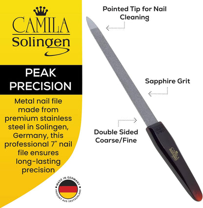 CS18 Sapphire Metal Nail File for Natural Nails Fingernail and Toenail Care, 7" Double Sided Coarse and Fine for Manicure and Pedicure