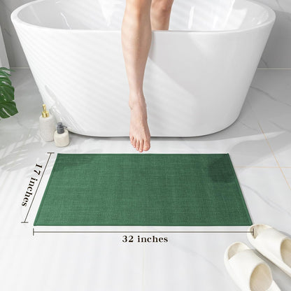 chakme Bathroom Rugs Mat 32x17, Ultra Thin Non Slip Bath Mat Quick Dry Absorbent Bath Mat for Bathroom Floor, (Green, 32"x17")