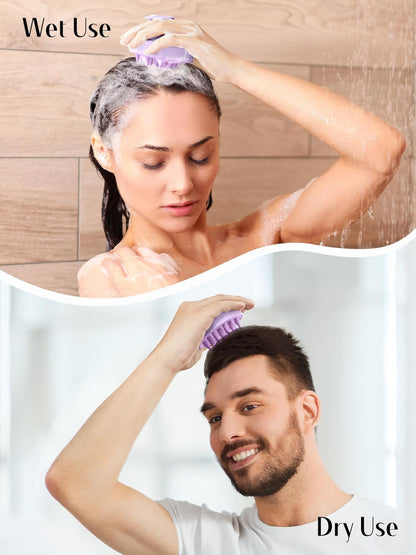 HEETA Hair Scalp Massager for Hair Growth, Shampoo Brush, Scalp Scrubber Exfoliator with Soft Silicone Bristles for Dandruff Removal to Relieve Stress, Wet Dry Use Updated Material, Purple
