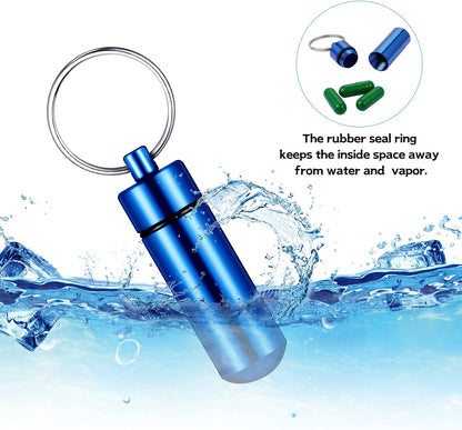 Patelai 12 Pcs Portable Keychain Pill Holder Mini Pocket Pill Case for Men Women Aluminum Geocache Containers Waterproof Metal Medicine Bottle Organizer for Outdoor Camping Travel(Colorful)