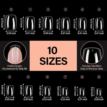 AILLSA Extra Short Square Nail Tips Clear Full Cover Gelly Press on Nails Gel False Nail Tips Preshaped Acrylic Fake Soft Nail Tips for DIY Home Salon Gift, 504PCS 10 Sizes