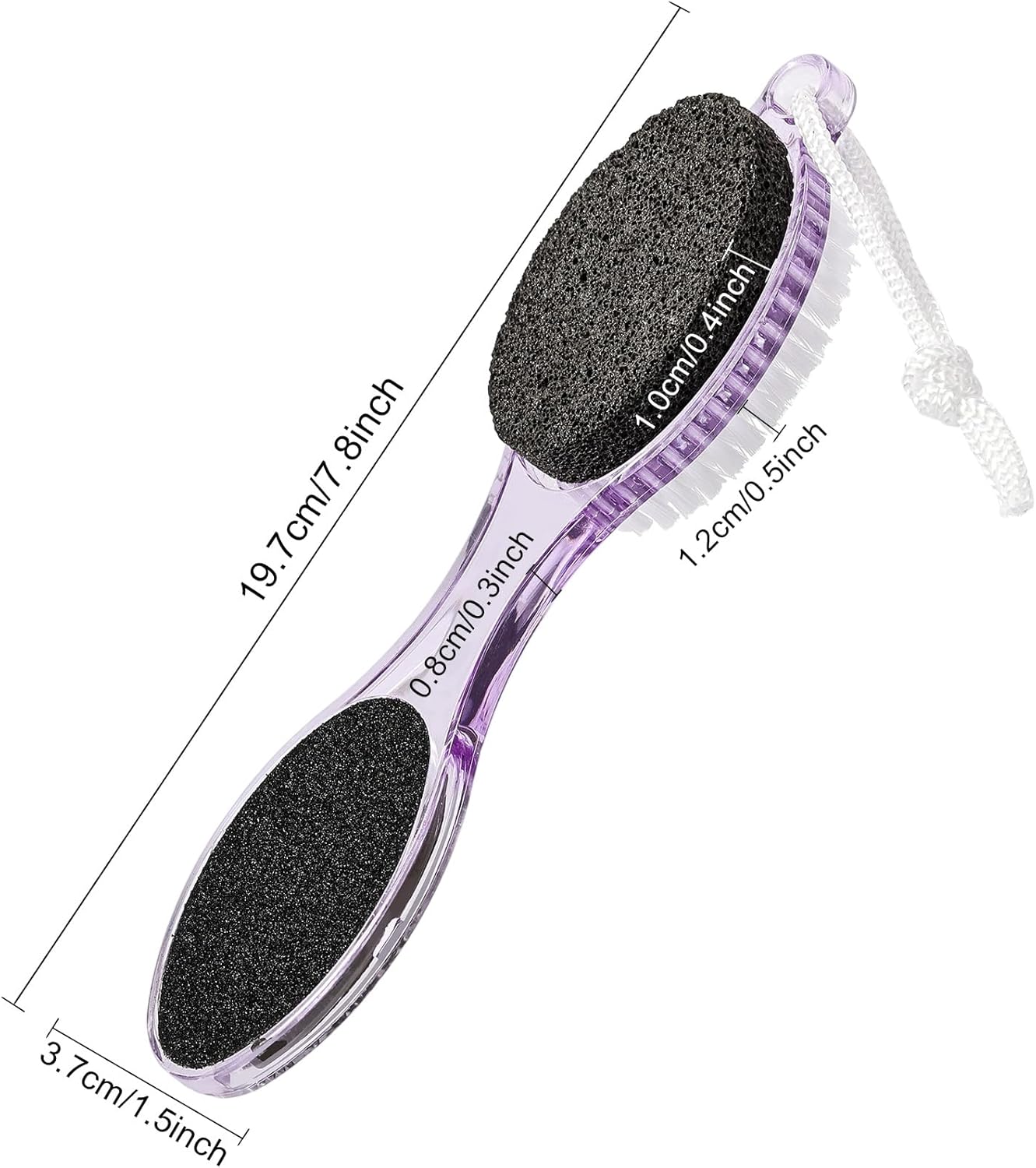 Pumice Stone Brush for Feet 4 in 1, Foot File Callus Remover, Foot Rasp and Sand Paper Pedicure Tools with Handle, Shower Foot Scrubber, Soft Smooth Feet for Home Foot Care,2 Pack