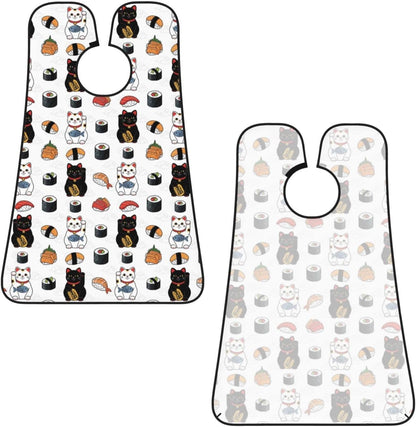 Men's Beard Maintenance Apron, Waterproof & Easy Clean, Japanese Sushi and Lucky Cat