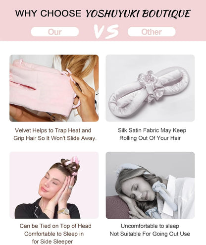 Heatless Hair Curler Overnight Curls Headband No Heat Hair Curlers Rollers to Sleep in for Long Hair, Soft Heatless Curling Ribbon Set with Clip, Hair Care Styling Tools, Lavender