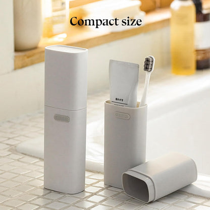 Compact Small White Travel Toothbrush Holder Case with Ventilation Hole, Portable Travel Toothbrush Cup with Cover, Storage Container for School Camping Business Trip Bathroom