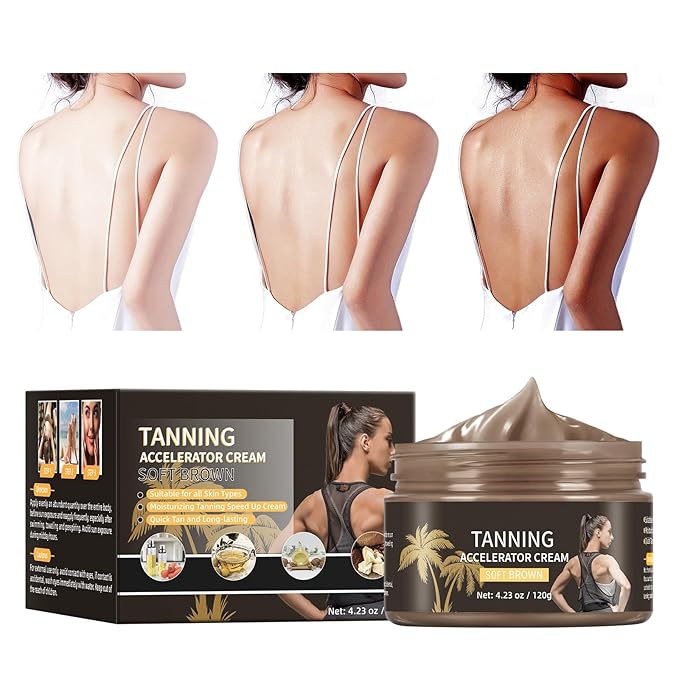 Tanning Accelerator Cream For Faster Tanning, 120g Tanning Cream, Brown Tanning Cream, Achieve Natural Tan Skin, Self Tanning Body Cream, Tanning Cream For Sunbeds & Outdoor, Body Self-Tanners