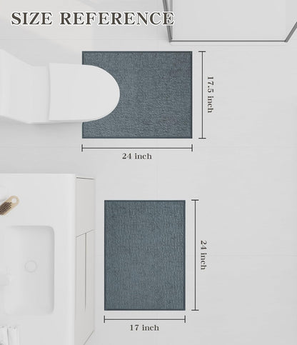 chakme Bathroom Rug Sets 2 Piece, Ultra Thin Bath Mat Quick Dry Bath Mat Set, Absorbent Bath Mat for Bathroom Non Slip Machine Washable, (Light Blue, 2 Piece)