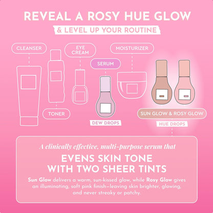 Glow Recipe Hue Drops Tinted Face Serum - Illuminating Glow Drops to Brighten & Hydrate - Skincare Makeup Primer & Liquid Highlighter to Blur Pores for a Radiant, Even Skin Tone - Rosy Glow (40ml)