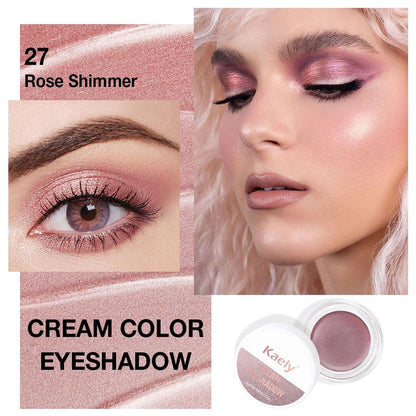 evpct Single Cream Eye Shadow Palette Pot Makeup for Older Women, Rose Shimmer Glitter Metallic Monochrome Cream to Powder Eyeshadow Palette Eye Brightener, Highly Pigmented Waterproof Blendable