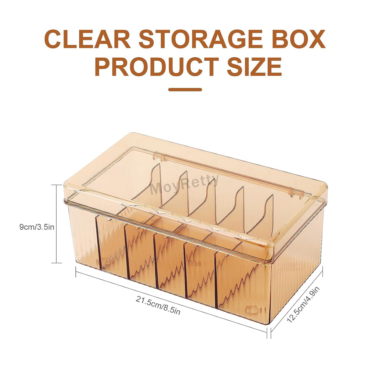 MoyRetty Acrylic Lash Extension Organizer, Large Capacity Eyelash Extension Supplies Storage Container Box, Neatly Store and Organize Your Lash Supplies (Amber)