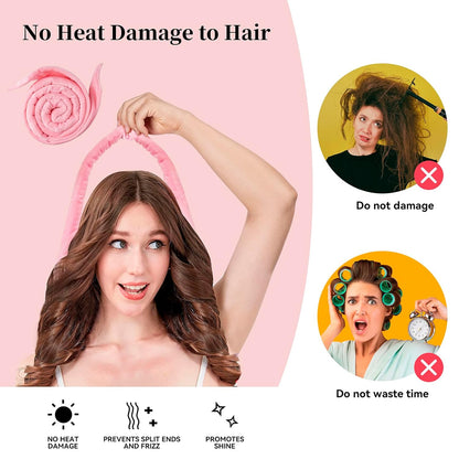 Upgraded 60" Extra Long Soft Heatless Hair Curlers to Sleep In, No Heat Hair Rollers (Pink)