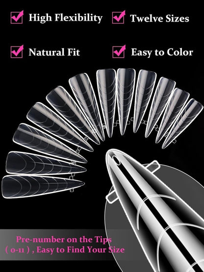 EBANKU 120Pcs Poly Gel Nail Forms, Long Stiletto Clear Dual Forms for Poly Extension Gel Structure Nail Tips Molds for Nail Art Design Salon&DIY