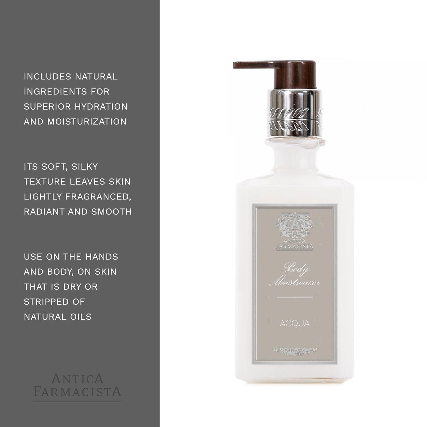 Antica Farmacista Body Moisturizer - Moisturizing Scented Lotion - Premium Body Moisturizer - Luxury Gift for Women & Men - Hand & Skin Hydration - Acqua Body, 10 Fl Oz