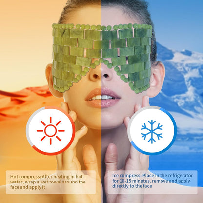 Jade Eye Mask,Large Facial Cooling Mask with 100% Real Jade for Hot & Cold Therapy,Green Jade Facial Eyes Sleeping Mask Relief Eye Cover by LazyGa