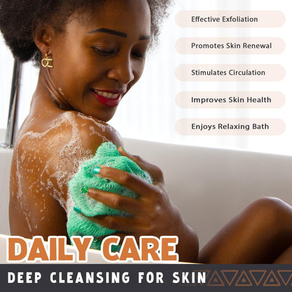 African Net Sponge Authentic - 2 Pieces Real African Exfoliating Sponge with Knots - Afro Back Scrub Net for Body Exfoliator - Bath Loofah Washcloth for Shower Essentials