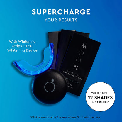 MOON Dissolving Teeth Whitening Strips - Vegan, Easy-to-Use, No Rinse White Strips - Hydrogen Peroxide and Essential Oils Infused Gentle Teeth Whitening Kit - Travel Essentials for Oral Care (14 Ct)