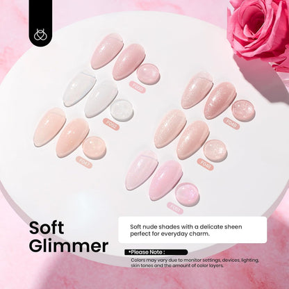 Beetles Rubber Base Color Gel Nail Polish Set 6 Colors Glitter Nude Pink Color Base 5 in 1 White Gel Polish Strengthener for Thin Nails Soak Off U V Nail Art DIY Gift for Women