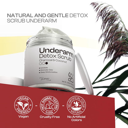 Coconut Charcoal Underarm Detox Scrub: Armpit Detox Exfoliating Nourishing for Natural Eliminate Odor Vegan Gentle for Sensitive Skin