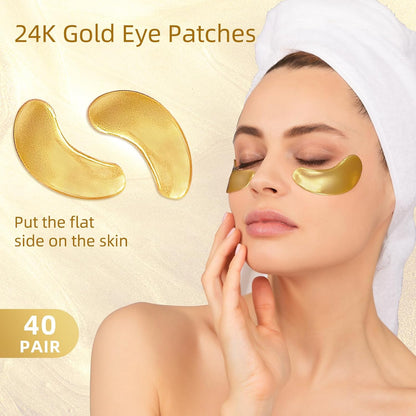 Under Eye Patches, 40 Pairs Eye Mask for Dark Circles, Puffy Eyes, Undereye Bags,Wrinkles,Eye Mask Patches with 24K Gold, Eye Treatment Skin Care for Men & Women Gift